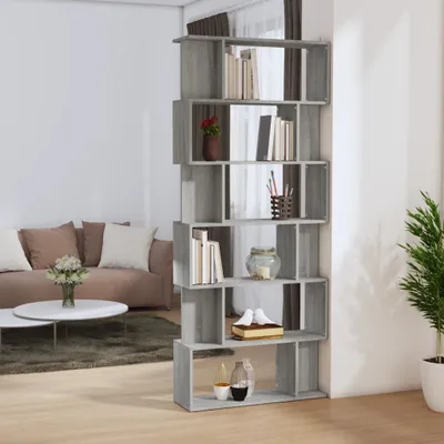 Produktbild von vidaXL Bücherregal/Raumteiler Grau Sonoma 80x24x192 cm Holzwerkstoff - Bücherregal - Bücherregale - Bücherschrank - Raumteiler