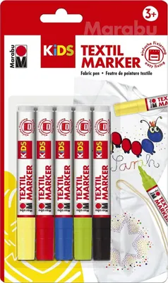 Produktbild von Stoffmalstift Kids Set - 5 Stück sortiert. Packung mit 5 Stück