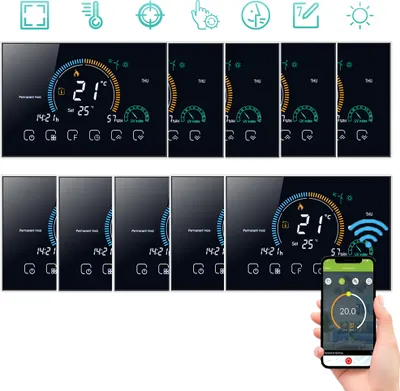 Produktbild von 10X WiFi Intelligent Raumthermostat Thermostat fußbodenheizung APP Control Voice Warmwasserbereitung Wandthermostat Digital LCD Kompatibel mit Amazon Echo Google Home Tmall Genie 95-240 V