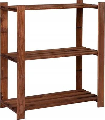 Immagine prodotto di STOLMAK Scaffale Porta Scarpe in Legno di Pino Massello 80x90x38 cm Scarpiera a 3 Ripiani Scaffale per Scarpe Marrone