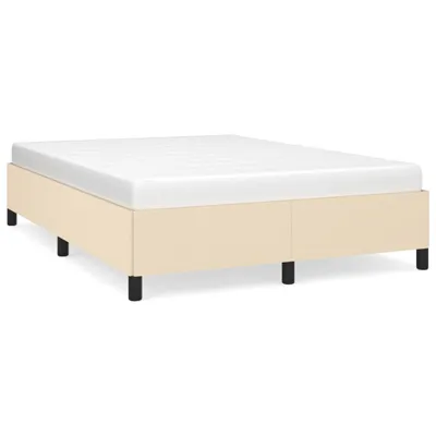 Zdjęcie produktu dla Rama łóżka bez materaca, kremowa, 140x190 cm, obita tkaniną