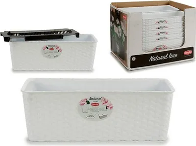Image de Jardinière Stefanplast 73700 Plastique blanc 15,5 x 13,5 x 39 cm