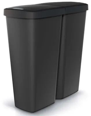Produktbild von MONZANA® Mülleimer Küche 50L 2 Fächer mit Deckel Druckknopf Abfalleimer Büro Papierkorb Biomüll Gelber Sack Mülltrennsystem Recycling Schwarz