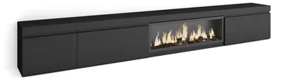 TV-Lowboard mit LED-Kamin, 317x45x35 cm, Schwarz