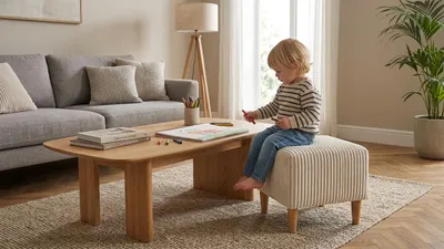 Produktbild von Hocker ARI Idylla – weicher Cordbezug, Beige, Family Meble, KI-generiertes Bild