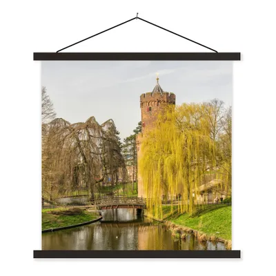 Produktbild von MuchoWow® Textilposter Wasser - Baum - Nijmegen 120x120 cm mit schwarzem Rahmen - Aufhängungsset