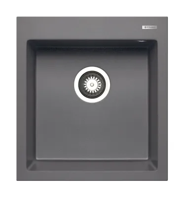Produktbild von PYRAMIS Spüle ISTROS 46x50 in IRON GREY mit Excenterbedienung / Granitspüle / Steinspüle / Ausschnitt 440 x 480 mm