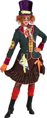 Produktbild von M220122-S bunt-mehrfarbig Damen Verrückte Hutmacherin Kleid Gr.S=36