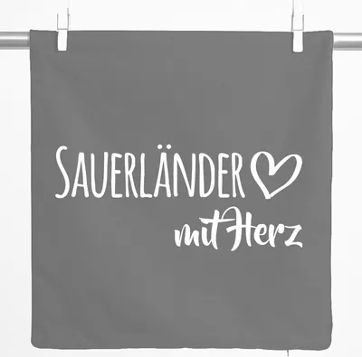 Produktbild von Huuraa Kissenbezug Sauerländer mit Herz 40x40cm Steel Grey Baumwolle Dekokissenbezug Geschenkidee
