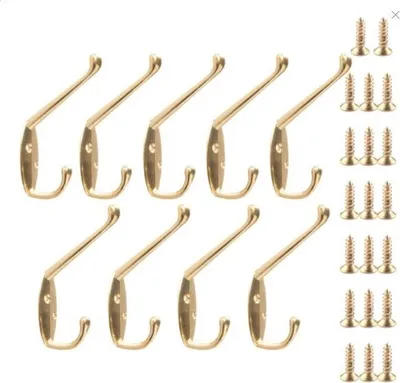 Immagine prodotto di INF Confezione da 9 ganci in metallo da parete, doppio perno Oro