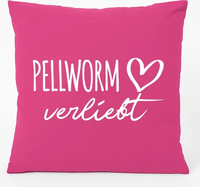 Produktbild von Huuraa Kissen Pellworm verliebt 40x40cm mit Füllung Fuchsia Baumwolle Dekokissen Geschenkidee