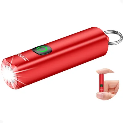 Produktbild von Blukar Mini LED Taschenlampe Aufladbar, USB-C, 3 Lichtmodi, IPX6 Wasserdicht, Ultra kompakt mit Schlüsselanhänger,Tragbar für Camping,Wandern,Notfälle