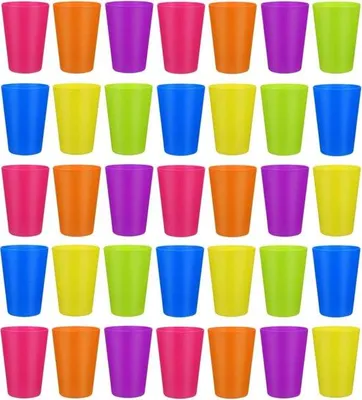 Obrázok produktu pre Sada plastových pohárov 250 ml, 6 farieb, vhodné pre deti, na kempovanie, piknik, grilovanie a párty