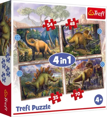 Produktbild von Trefl Puzzle 4 in 1 Set Dinosaurier