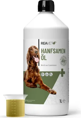 Produktbild von REAVET Hanfsamenöl 1L kaltgepresst für Hunde, Katzen & Pferde Naturprodukt Ohne Zusätze