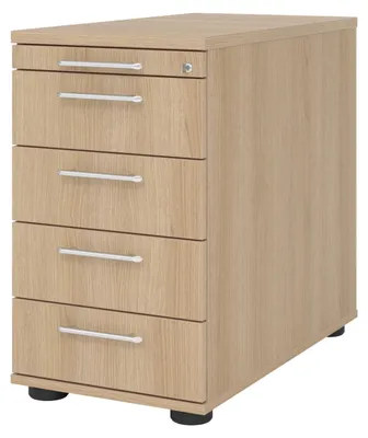 Produktbild von bümö office Standcontainer - mit 4 Schubladen - Griff: Relinggriff (Kunststoff), Nachbildung: Eiche