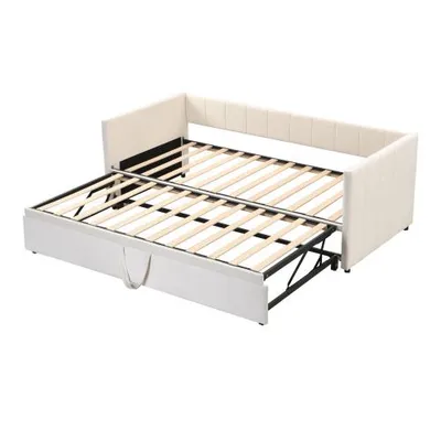 Produktbild von Schlafsofa, 90x200cm/180x200cm, Ausziehbett mit Bettfunktion, inkl. Lattenrost, Einzelbett, Doppelbett, Jugendbett, Samt
