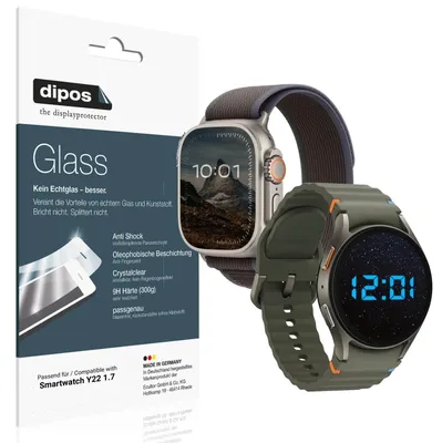 Produktbild von 2x Schutzfolie für Smartwatch Y22 1.7 - Anti-Shock 9H Folie dipos Glass Kunststoffglas