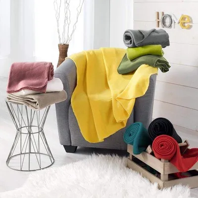 Immagine prodotto di Ibenzoa® Coperta in pile – morbida coperta in poliestere per divano e letto, gialla, 125 x 150 cm, facile da pulire, lavabile a 30 °C