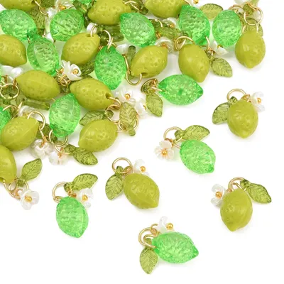 Acryl Zitronen Charms, 40 Stück, 2 Farben, für DIY Schmuck