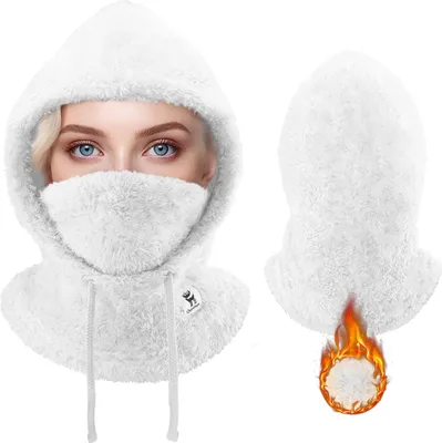 Produktbild von Qunature Sturmhaube Winter Warme Balaclava Thermo Nackenwärmer für Damen/Herren Weiß L
