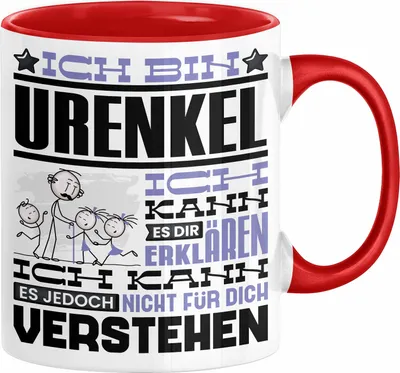 Produktbild von Urenkel Geschenk Kaffee-Tasse Geschenkidee für Urenkel Ich Bin Urenkel Ich Kann Es Dir Erklären Jedoch Nicht Für Dich Verstehen Spruch Lustig (Rot)