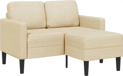 Produktbild von 2-Sitzer-Sofa mit Chaiselongue L-Form Creme 125 cm Stoff