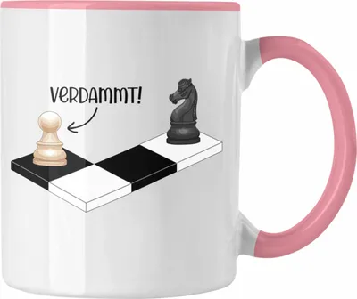 Produktbild von Trendation - Schach Geschenk Geschenkidee Schachspieler Tasse mit Schachfiguren Grafik Kaffeetasse Lustig (Rosa)