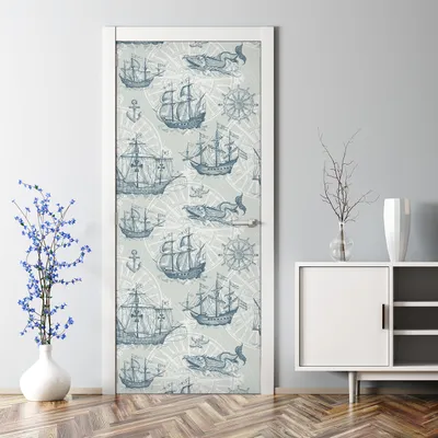Produktbild von Dekorative Türtapete selbstklebend Klebefolie Tapete Türposter Bären Sternen blau 70 x 200 cm