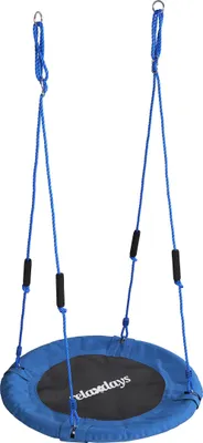 Produktbild von Relaxdays Nestschaukel, runde Hängeschaukel, Schaumstoffgriffe, Kinder, verstellbar, outdoor, Ø: 80 cm, bis 100 kg, blau
