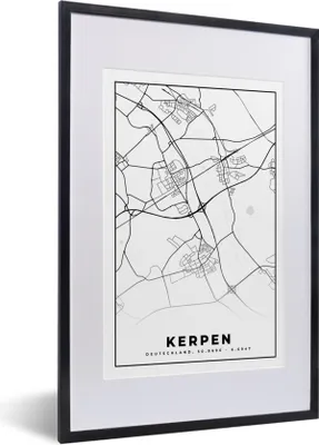 Produktbild von MuchoWow® Gerahmtes Poster Kerpen - Karte - Stadtplan 40x60 cm - Poster mit Schwarzem Bilderrahmen Wandposter Rahmen Foto Bilder - Poster in Rahmen