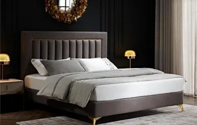 Produktbild von Doppel Hotel Betten Möbel Luxus Schlafzimmer Bett Polster Design Samt Ehebetten