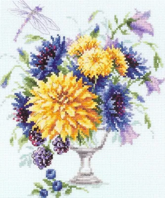 Zdjęcie produktu dla Zestaw do haftu krzyżykowego "Zomerboeket" firmy Magic Needle Zweigart Edition, schemat w układzie arkusza, wymiary 20x23 cm