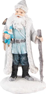 Produktbild von Clayre & Eef Figur Weihnachtsmann 21 cm Grau Blau Kunststoff
