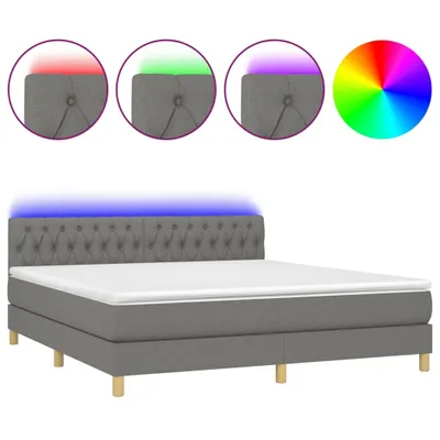 Produktbild von vidaXL Boxspringbett mit Matratze & LED Dunkelgrau 180x200 cm Stoff