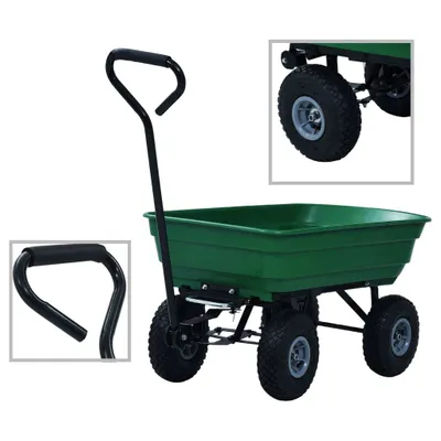 Zdjęcie produktu dla Ogrodowy wózek ręczny z wywrotką, 300 kg, 75 L, zielony