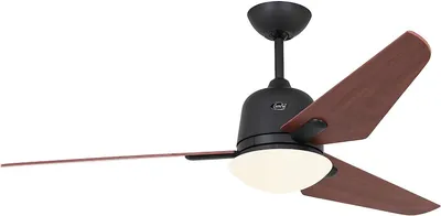 Obrázek produktu pro Energeticky úsporný stropní ventilátor s osvětlením a dálkovým ovládáním Eco Aviatos 132 cm čedičově šedý / třešňové dřevo