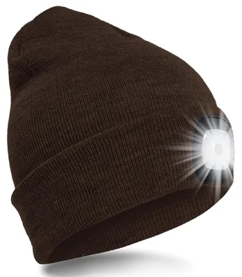 Obrázek produktu pro LED čepice s dobíjecím světlem, dárek na zimu (hnědá)