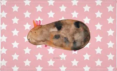 Produktbild von Mr. & Mrs. Panda Handtuch Einhorn Meerschweinchen - Rot Pastell - Geschenk, 50x100, Unicorn, Einhörner, kleines, Flauschtuch, Händehandtuch, Meerhörnchen, Meerschwein