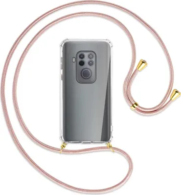 Produktbild von Handykette Backcover-Schutzhülle mit Band (Metall goldfarben) für Motorola One Zoom, One Pro - roségold