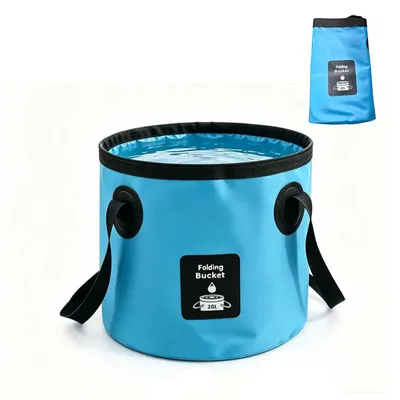 Faltbarer Eimer 20 l, tragbarer Wassereimer mit Griff, Camping, Blau