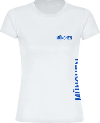 Produktbild von multifanshop Damen T-Shirt - München blau - Brust & Seite, weiß, Größe XXL