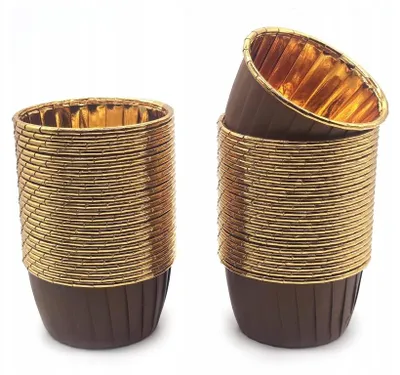 Produktbild von Elegante braun-goldene Muffinförmchen 5 x 4 cm 50 Stück