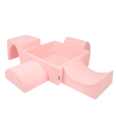 Immagine prodotto di KiddyMoon parco giochi in schiuma con piscina di palline quadrata (300 palline) pozzi di palline per il gioco del bambino percorsi ad ostacoli in piscina,  eu, rosa:babyblue/rosa polvere/perla