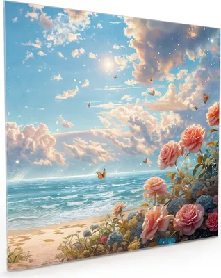 Produktbild von Küchenrückwand Spritzschutz Glas mit Motiv Strandzeit mit Rosen 40 x 40 cm