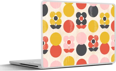 Produktbild von MuchoWow® Laptop Aufkleber Sticker Cover Retro - Design - Blumen - Pastell 32.5x23.5 cm - Sticker für Laptop - Selbstklebend