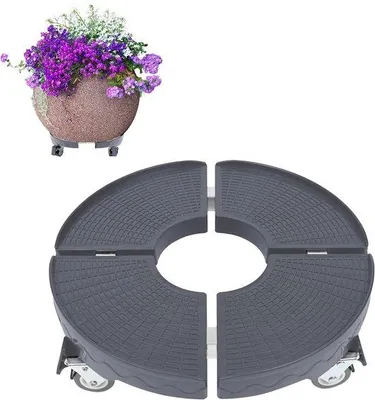 Produktbild von Famanu Pflanzenroller rund verstellbar mit 360 Grad drehbaren Rädern - Tragkraft bis 300 kg