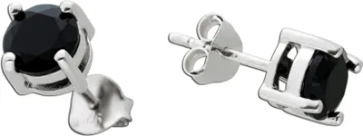 Produktbild von Achat Ohrstecker Silber 925 schwarze Natur Edelsteine