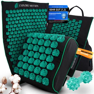Produktbild von Explore Motion Akupressurmatte Set – Lindert Stress & Verspannungen, fördert Schlaf & Energie. Für dein Wohlbefinden & mehr Balance. Jetzt bestellen!