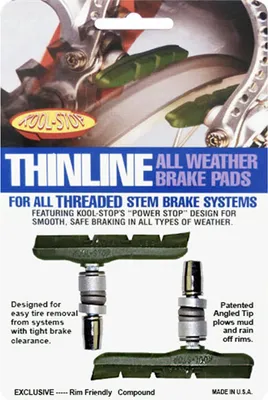 Produktbild von Kool-Stop Bremsschuhe T2 Thinline V-Brake, L=71,8mm asymm., für keramikbesch. Felgen, grün